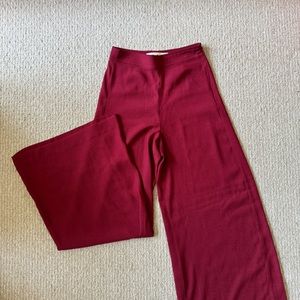 MARNI Deep red silk high waisted, wide legged trousers
